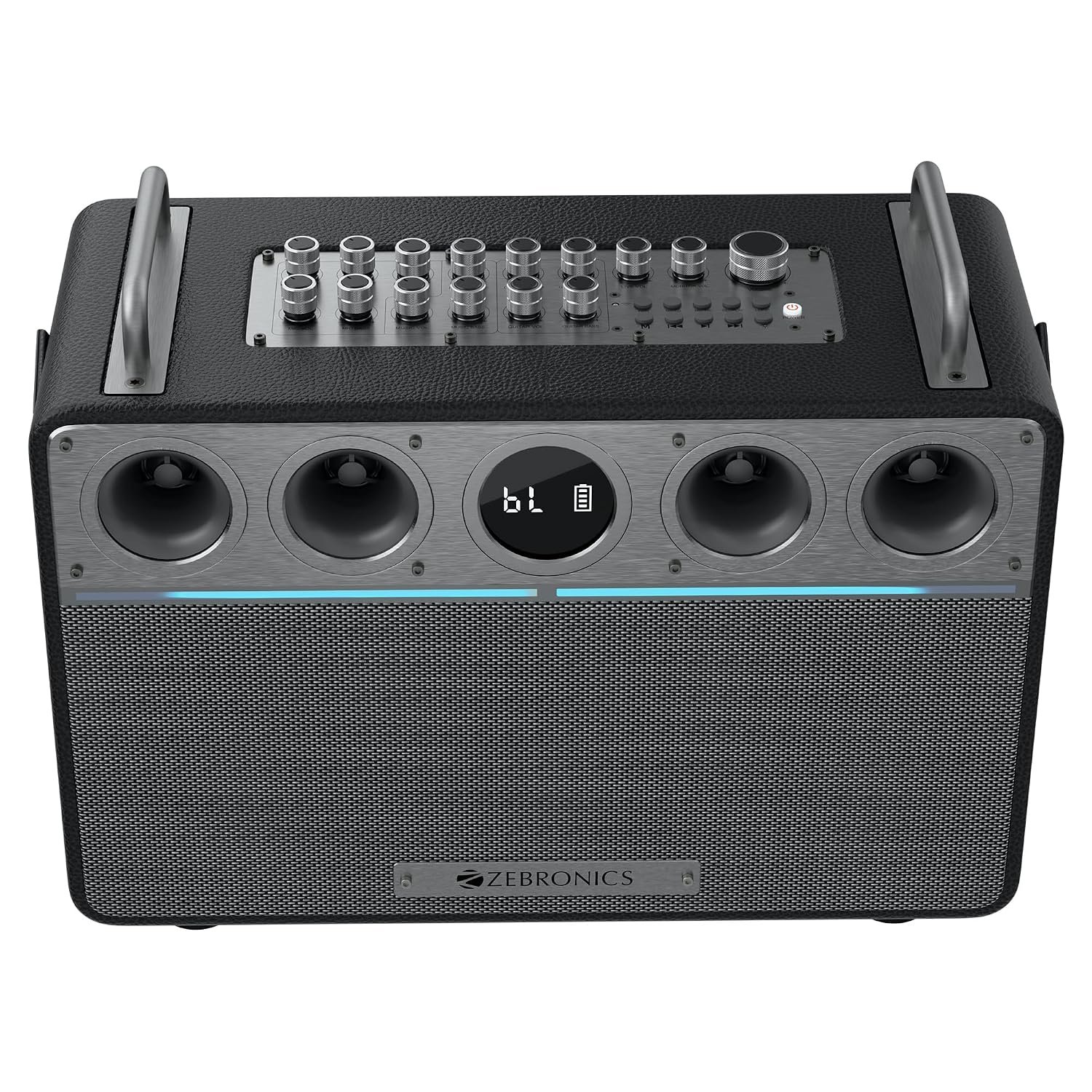 ZEBRONICS Studio X One, 240W, 8 Hrs, 9000 mAh, Bluetooth Speaker, 45W Rapid Charge, Dual Wireless Mic, Karaoke, Recorder, Guitar Control, OTG Live Stream, 2.4GHz Transceiver, XLR/6.3mm Hybrid Port