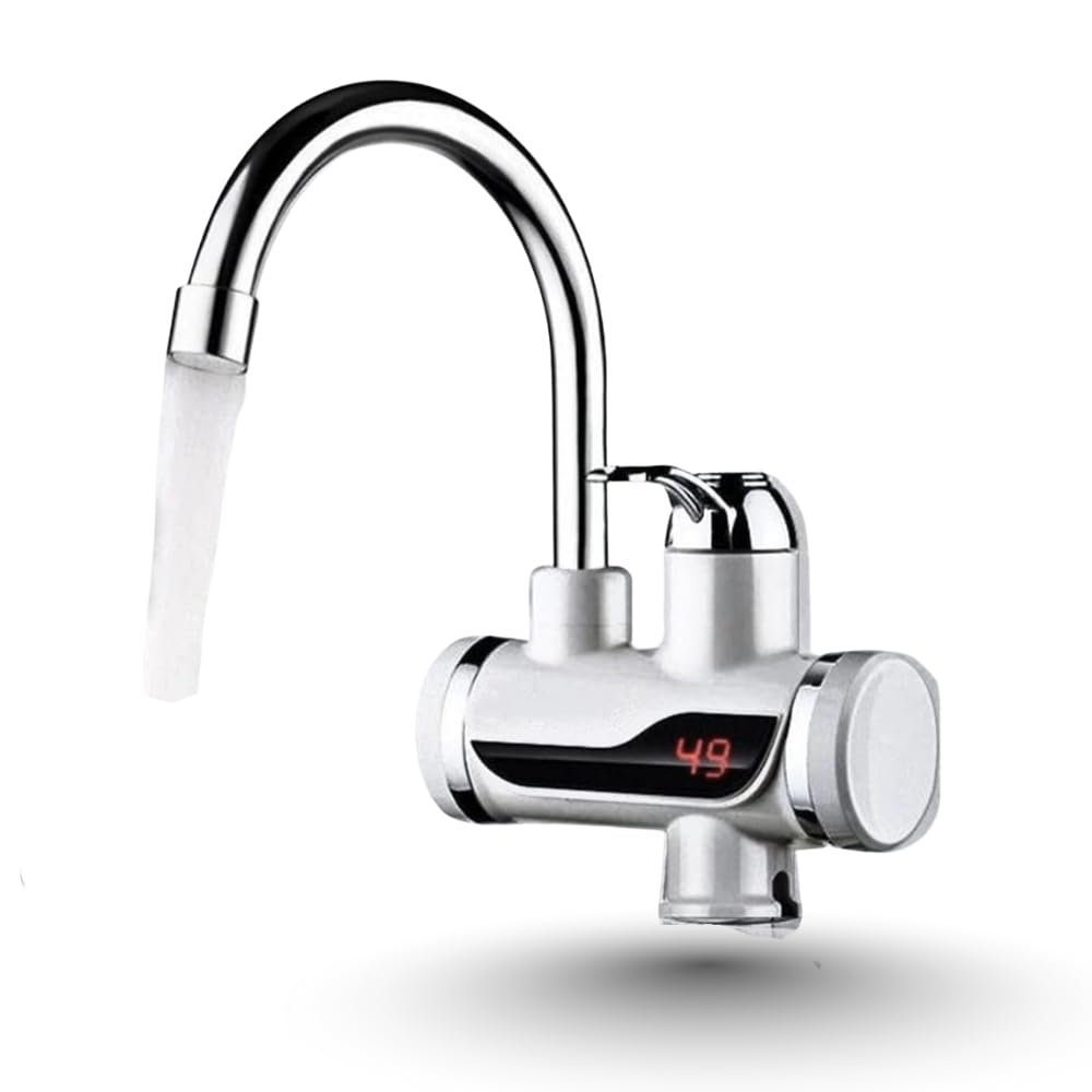 Drumstone (𝐒𝐩𝐞𝐜𝐢𝐚𝐥 𝟏𝟓 𝐘𝐞𝐚𝐫𝐬 𝐖𝐚𝐫𝐫𝐚𝐧𝐭𝐲) Instant Electric Water Heater Tap with LED Display – Fast Heating Faucet Geyser for Kitchen, Bathroom, Office – 360° Swivel, Dual Flow,