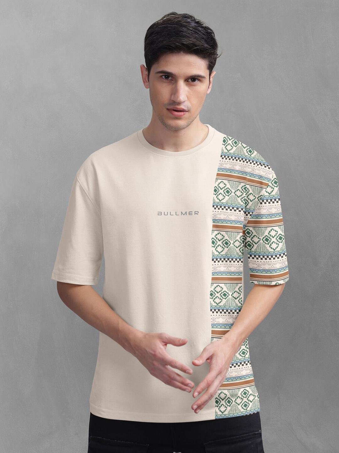 Buy BULLMER Tribal Printed Oversized Cotton T Shirt -  - Apparel for Men