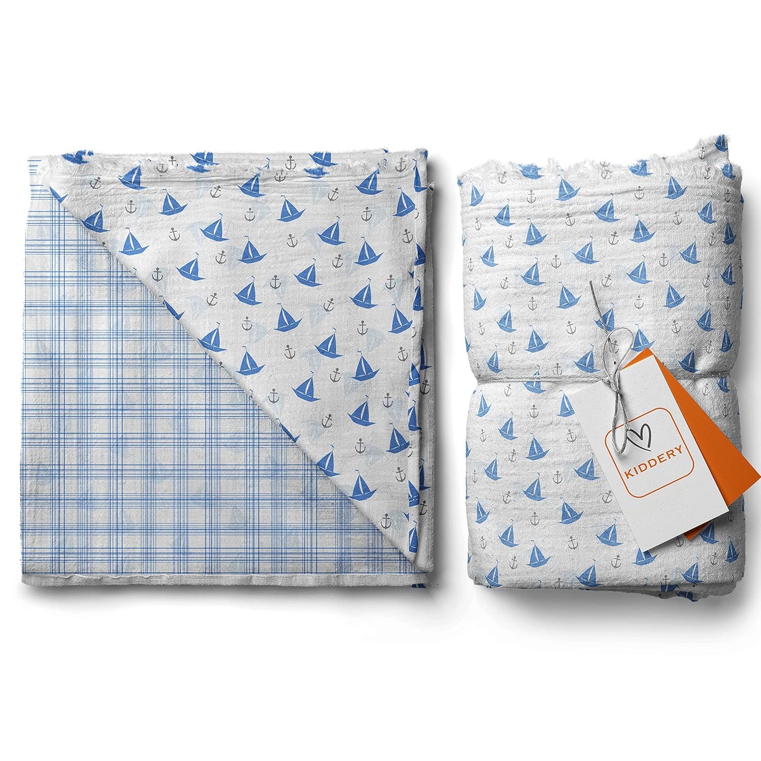 Kiddery Yatch | Luxury Muslin Blanket | Dohar | 100% Muslin Cotton | Breathable | Soft | Used for Nursing | Crib Blanket | Stroller Cover | Newborn & Toddler | Edition Boys | 107cm x 103cm