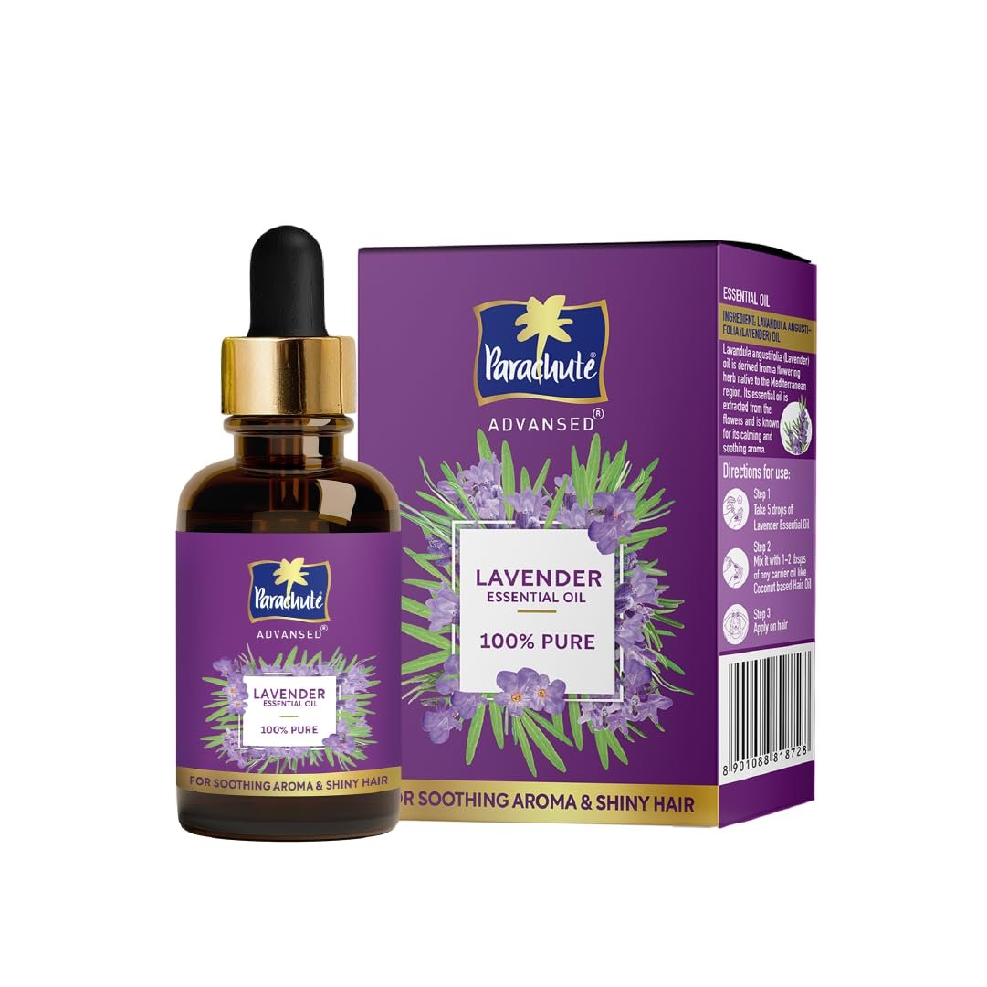 Parachute Advansed Lavender Essential Oil 14ml | 100% Pure | For long & thick hair | Soothing Aroma | Soft & Shiny Hair | Promotes Healthy-Looking Hair