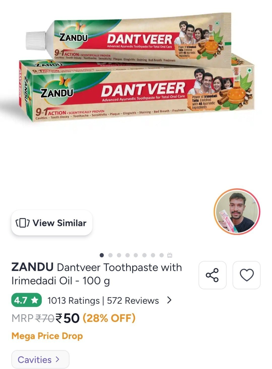 Buy ZANDU Dantveer Toothpaste With Irimedadi Oil   100 G -  - Personal Care for Unisex