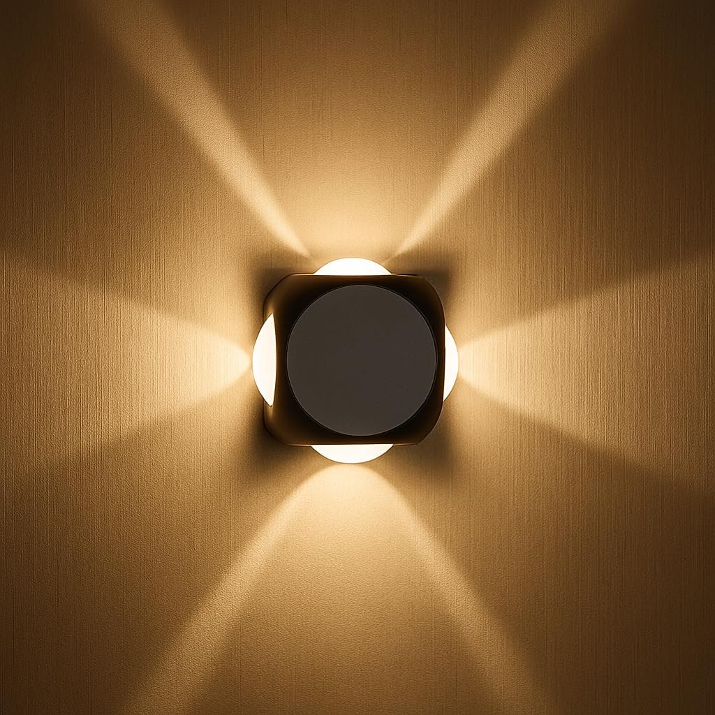 Desidiya® LED Outdoor UP Down Wall Light (Pack of 1) IP-65 Rainproof & Shockproof Alluminium Body 4 Way Exterior Wall Step Light Fixture (Warm White)