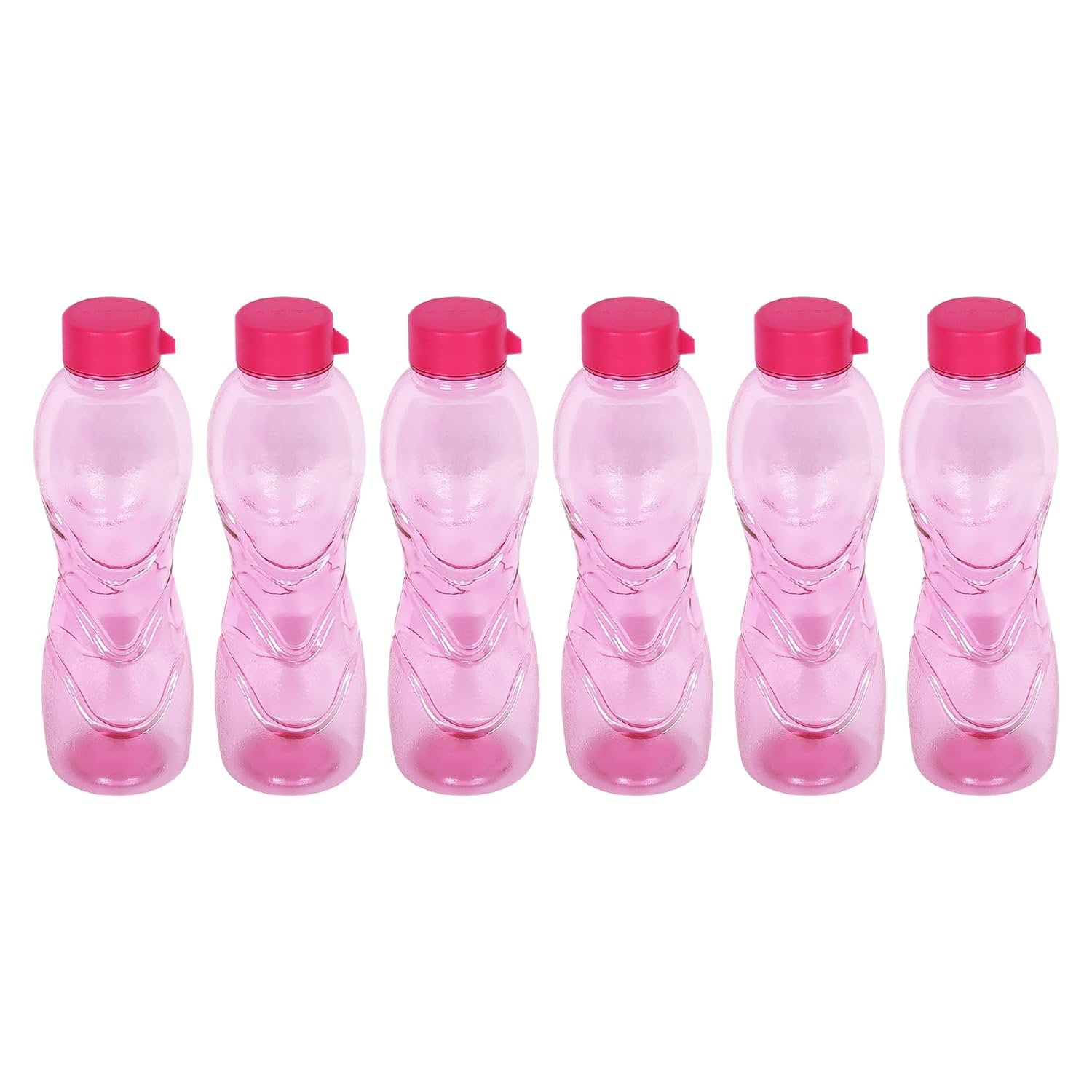 PEARLPET Trinity BPA-Free Plastic Water Bottle Set |Lightweight, Leak-Proof & Freezer Safe – Pack of 6 (1000ml Each), Pink