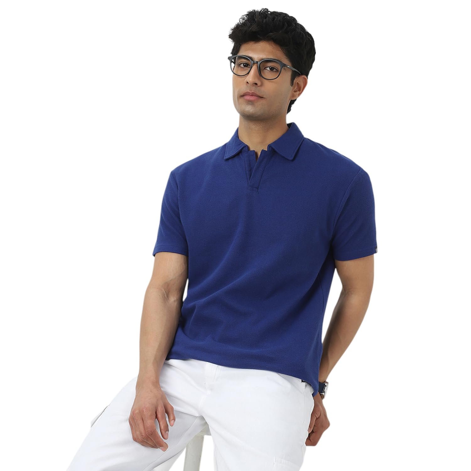 Urbano Fashion Men's Textured Regular Fit Half Sleeve Cotton Polo T-Shirt
