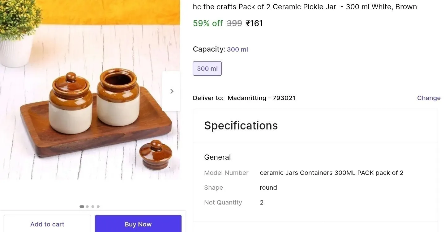 Pack of 2 Ceramic Jar