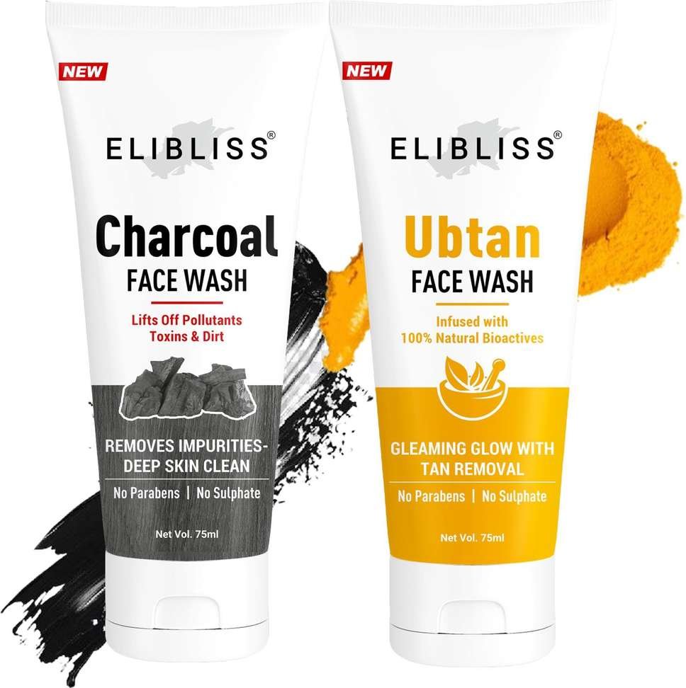 elibliss charcoal ubtan oil control anti acne pimple men women dry skin face wash