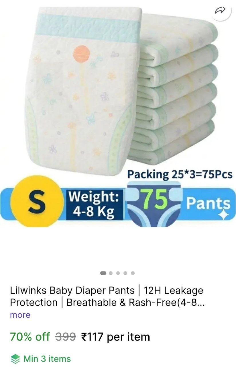 Lilwinks Baby Diaper Pants | 12H Leakage Protection | Breathable & Rash-Free(4-8Kg) - S Price in India - Buy Lilwinks Baby Diaper Pants | 12H Leakage Protection | Breathable & Rash-Free(4-8Kg)