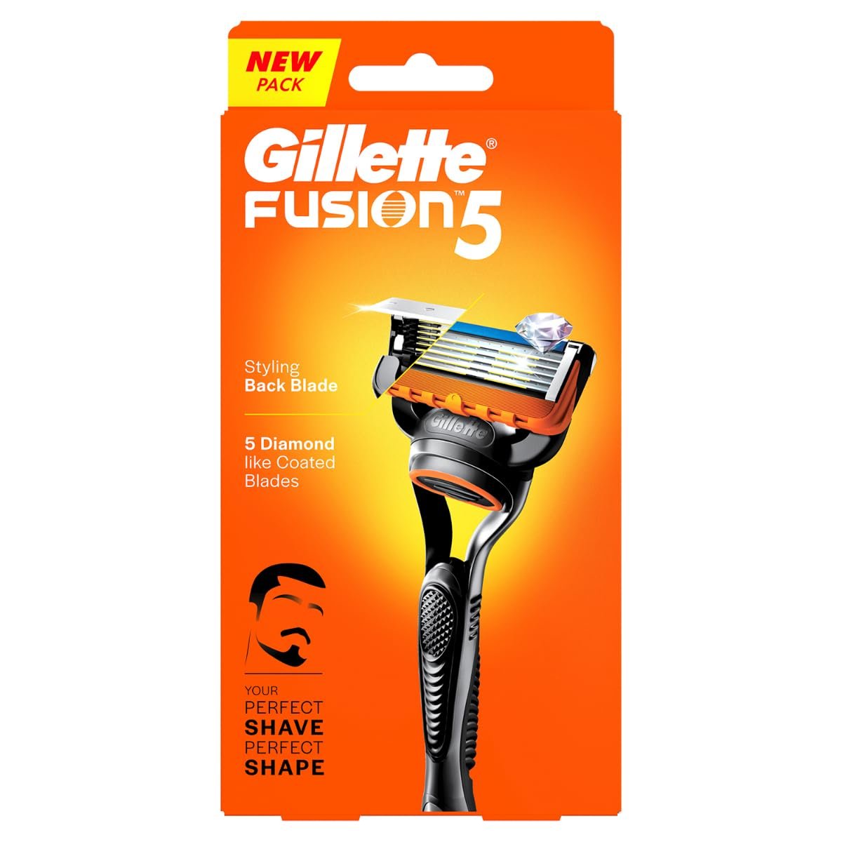 Gillette Fusion 5, Shaving Razor For Men | With Beard Shaping Back Blade | 5 Blades For Your Perfect Shave | Styling Back Blade For Your Perfect Beard Shape