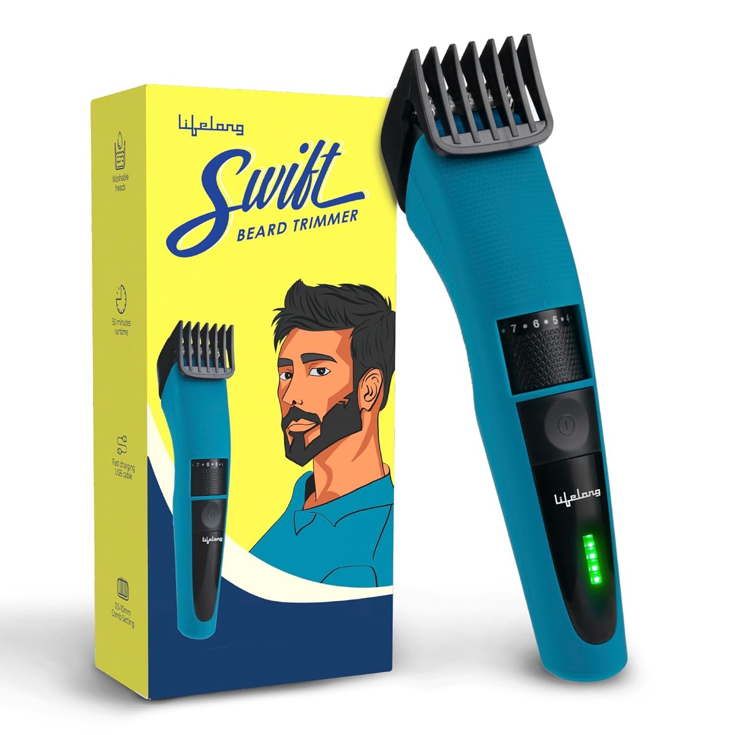 Lifelong Beard Trimmer for Man | Timmer Men Beard | Cordless Hair Trimmer for Men All in One | USB Rechargeable Grooming Kit with Skin Friendly Blades |Shaving Machine with 20 Lengths, 60-Min Runtime
