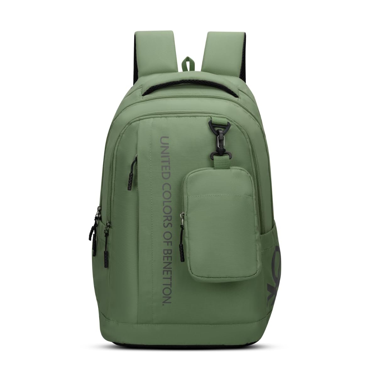 United Colors of Benetton Apex 33L Backpack, Water-Resistant, Minimalist 3-Compartment Design with Detachable Pouch & 1-Year Warranty