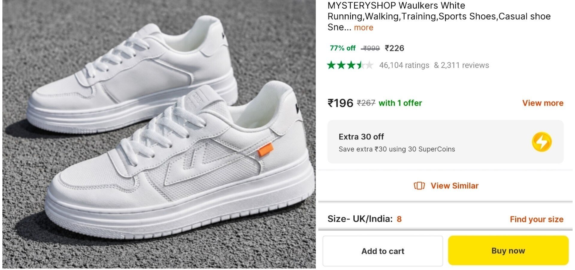MYSTERYSHOP Waulkers White Running,Walking,Training,Sports Shoes,Casual shoe Sneakers For Men Price in India - Buy MYSTERYSHOP Waulkers White Running,Walking,Training,Sports Shoes,Casual shoe Sneakers