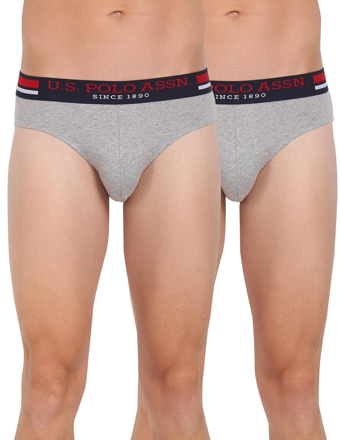 U.S. Polo ASSN. Men's I006 Elasticized Waist Pure Cotton Underwear Briefs - Pack of 2