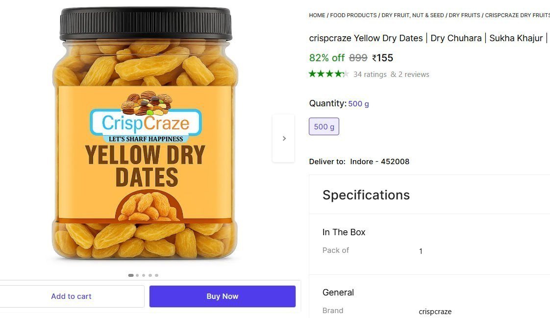 crispcraze Yellow Dry Dates | Dry Chuhara | Sukha Khajur | | Pili Kharak | Kharek | Chuara Dates Price in India - Buy crispcraze Yellow Dry Dates | Dry Chuhara | Sukha Khajur | | Pili Kharak | Kharek 