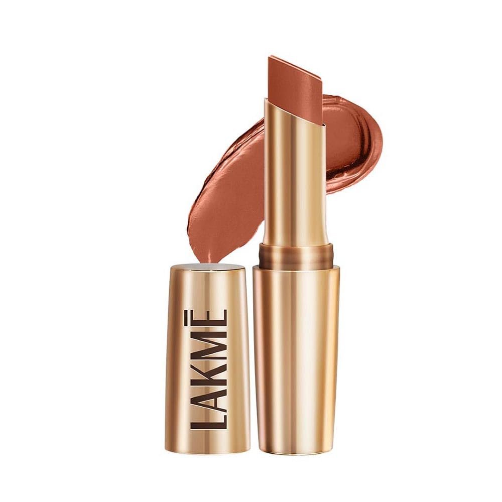 LAKMÉ Powerplay Priming Matte Lipstick, Smooth Matte Finish, Lightweight Lipstick, Smudgeproof, Lasts 16hrs, Hydrates Lips, Caramel Latte, 3.6g