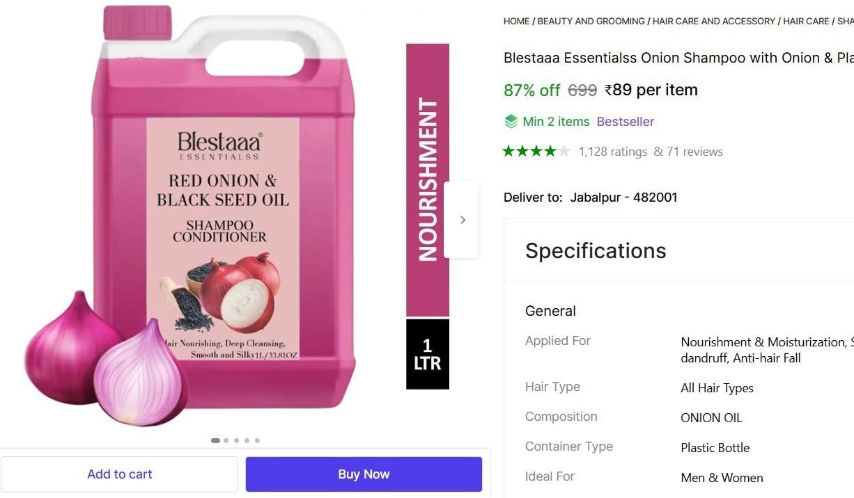Blestaaa Essentialss Onion Shampoo with Onion & Plant Keratin for Hair Fall Control Price in India - Buy Blestaaa Essentialss Onion Shampoo with Onion & Plant Keratin for Hair Fall Control onl