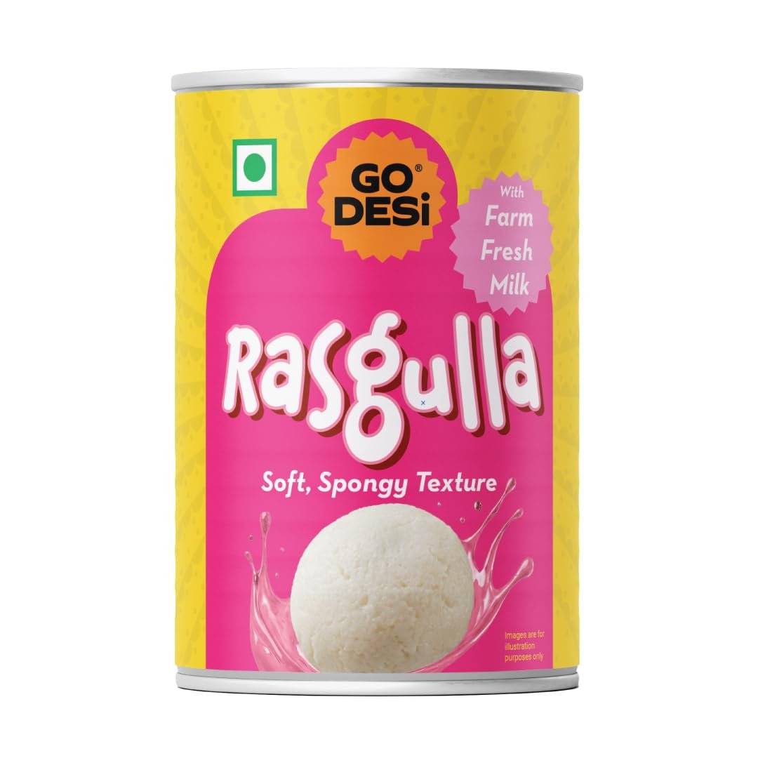 GO DESi - Rasgulla | Made with Farm Fresh Milk| 10 pieces | 500 grams | Indian Mithai | Classic sweets | Sweets Gift Pack |