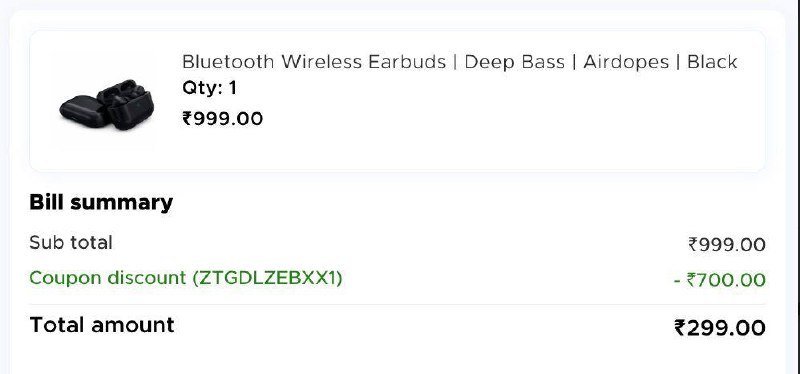 Bluetooth Wireless Earbuds | Deep Bass | Airdopes | Black