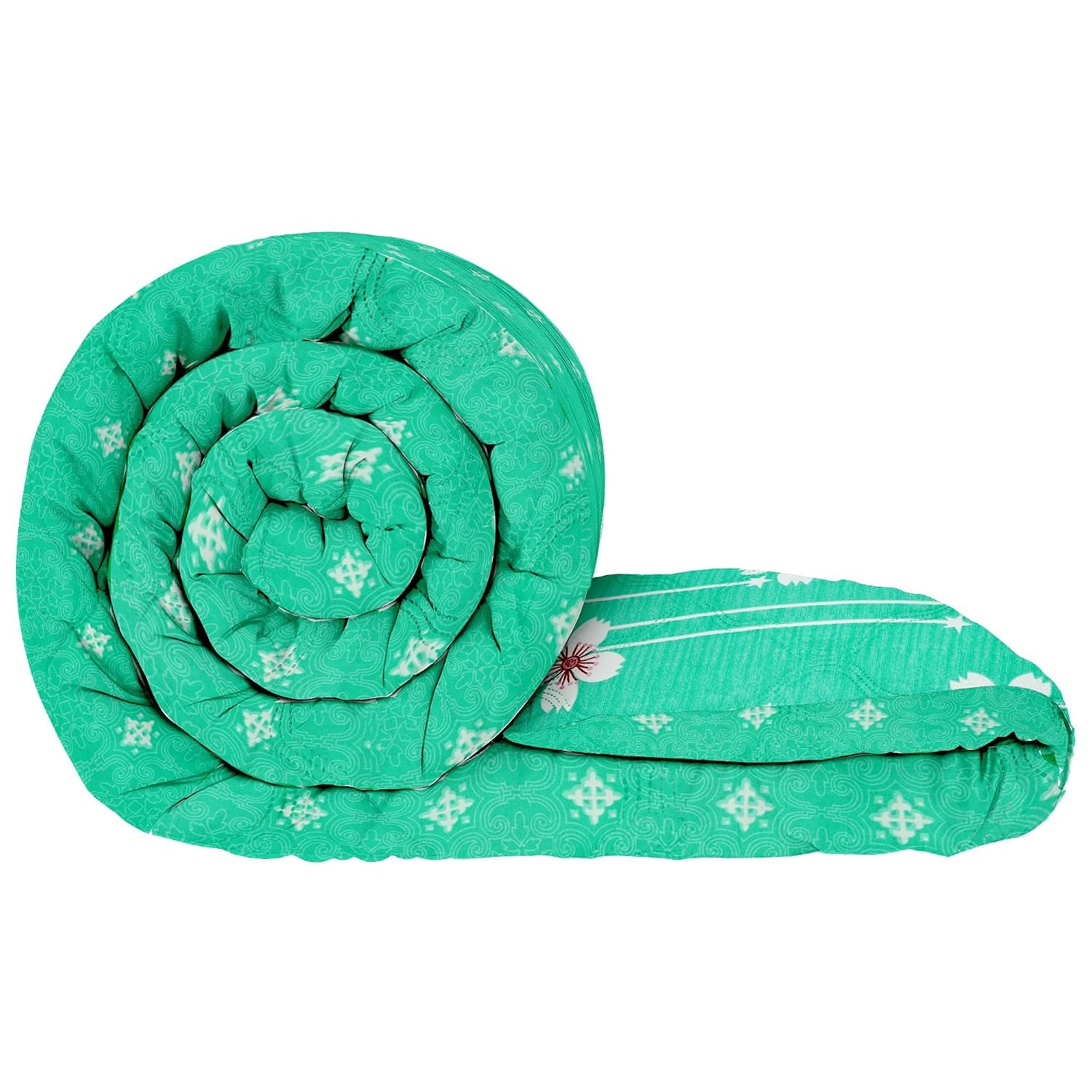 Single Bed Comforter | Microfiber Comforter Single Bed | 180GSM 150x225 cm | Ocean Green, Motif Pattern | Ac Blanket Single Bed Dohar | Quilt | Duvet | Home Items, Bedroom Decoration Items