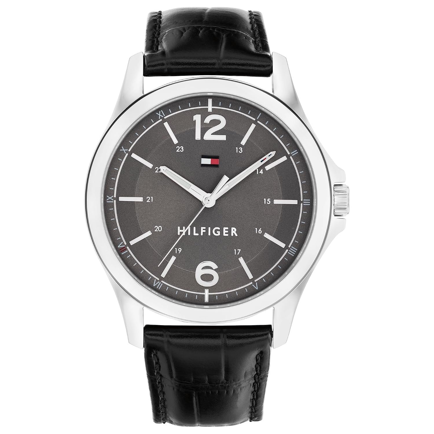 Tommy Hilfiger Analog Grey Dial Leather Strap Watch for Men