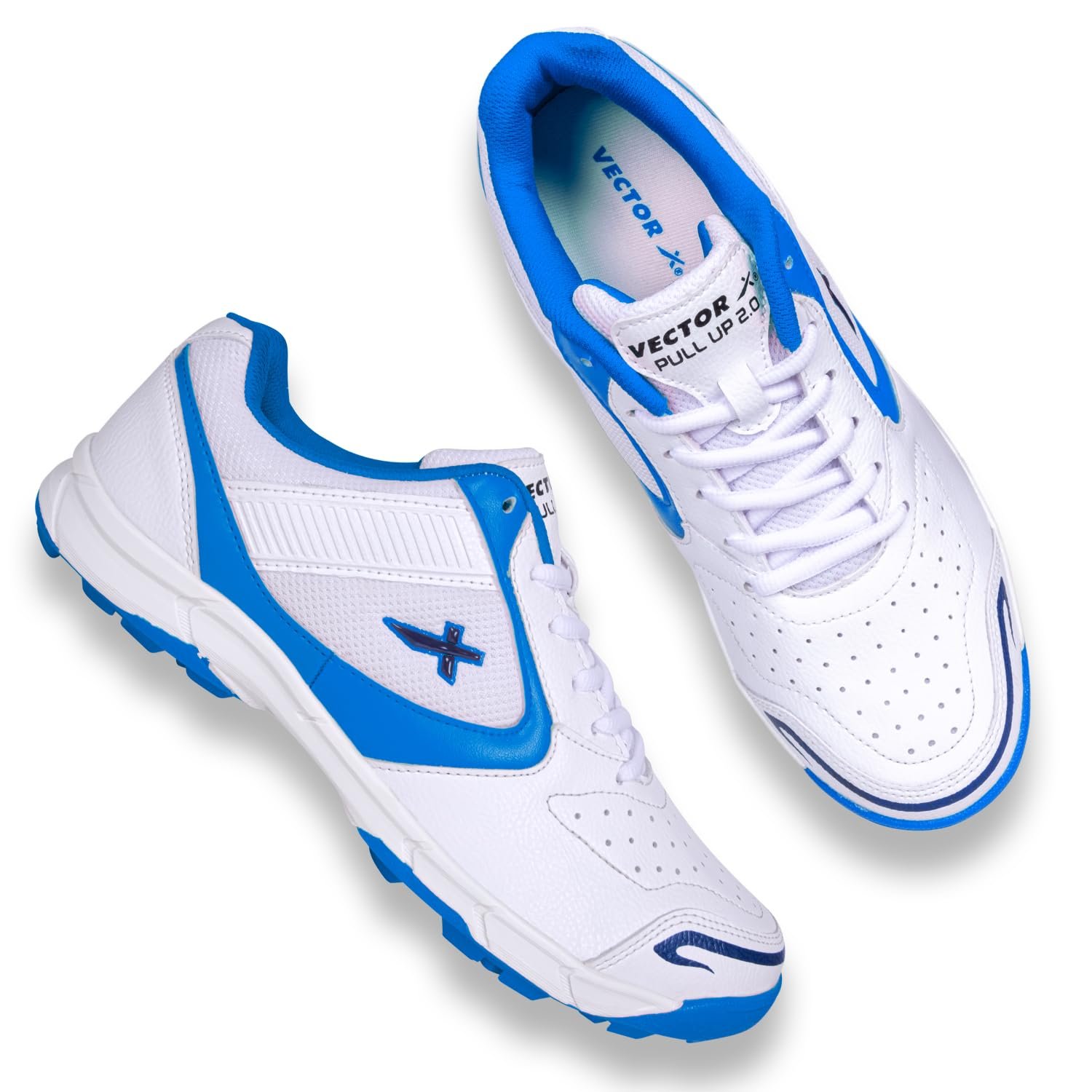 Vector X Pull up Cricket Sports Outdoor Shoes Synthetic Leather Upper/PVC Sole Studs for Men Velcro & Lace up|Lightweight & Durable Footwear|Ideal for Turf, Ground & Hard Surfaces
