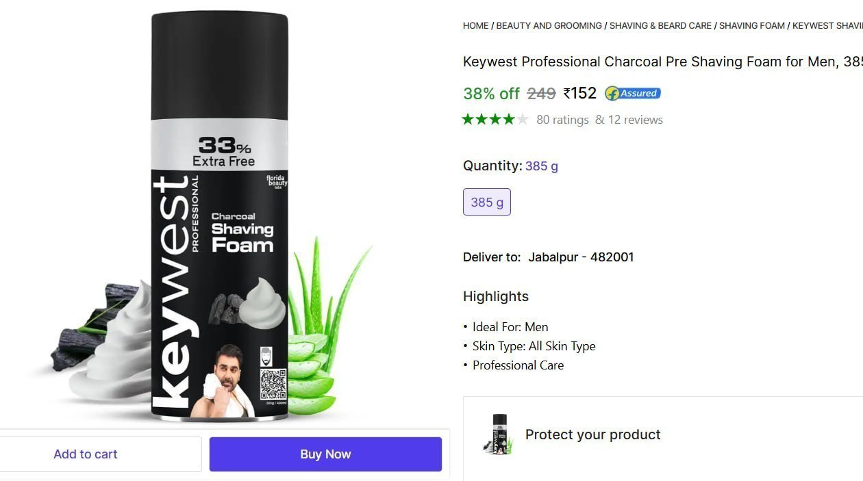 Keywest Professional Charcoal Pre Shaving Foam for Men, 385gm | Shave Foam for Men Price in India - Buy Keywest Professional Charcoal Pre Shaving Foam for Men, 385gm | Shave Foam for Men online at Sho