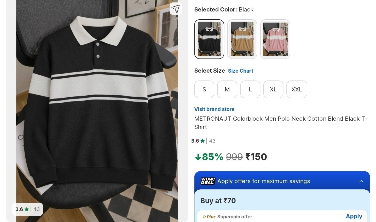 METRONAUT Colorblock Men Polo Neck Black T-Shirt - Buy METRONAUT Colorblock Men Polo Neck Black T-Shirt Online at Best Prices in India | Flipkart.com