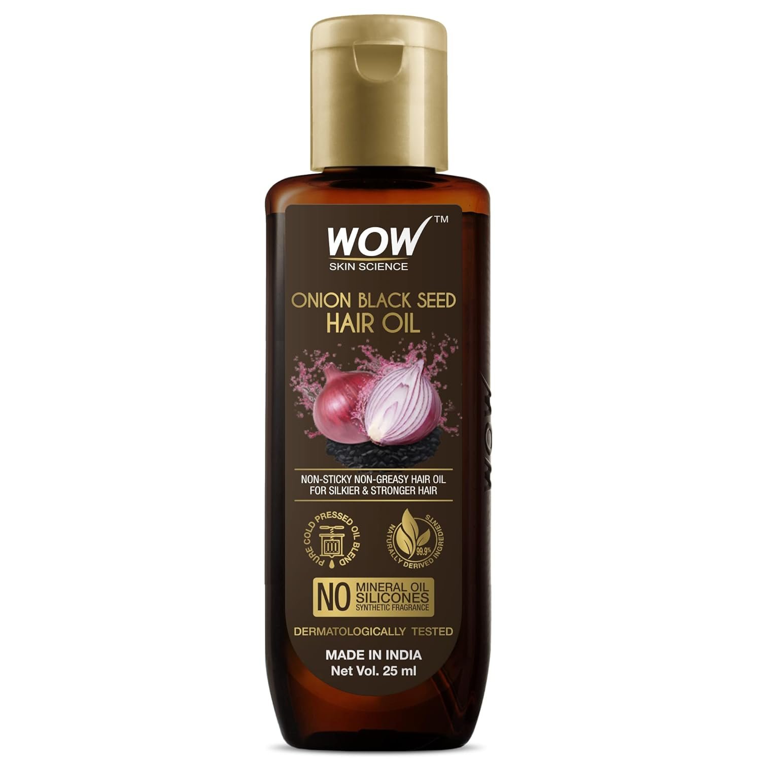 WOW Skin Science Onion Hair Oil for Hair Growth and Hair Fall Control - With Black Seed Oil Extracts - 25ml