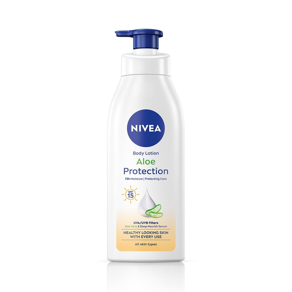 NIVEA Aloe Protection Body Lotion 400 ml | UVA UVB filters | 72H Moisturization| Aloe Vera Extracts | Dep Moisture Serum | Men and Women | All Skin Type