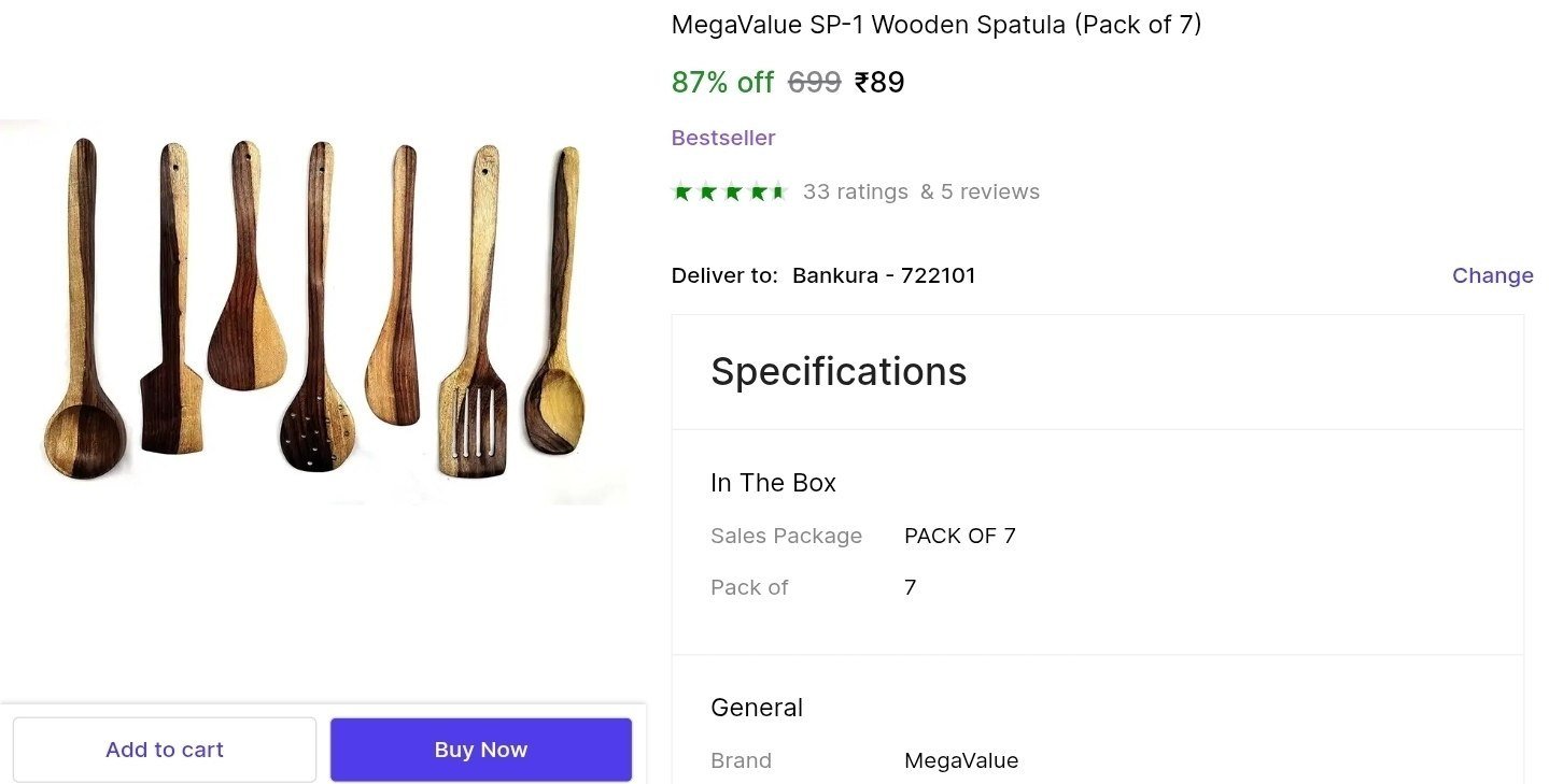 MegaValue SP-1 Wooden Spatula Price in India - Buy MegaValue SP-1 Wooden Spatula online at Shopsy.in