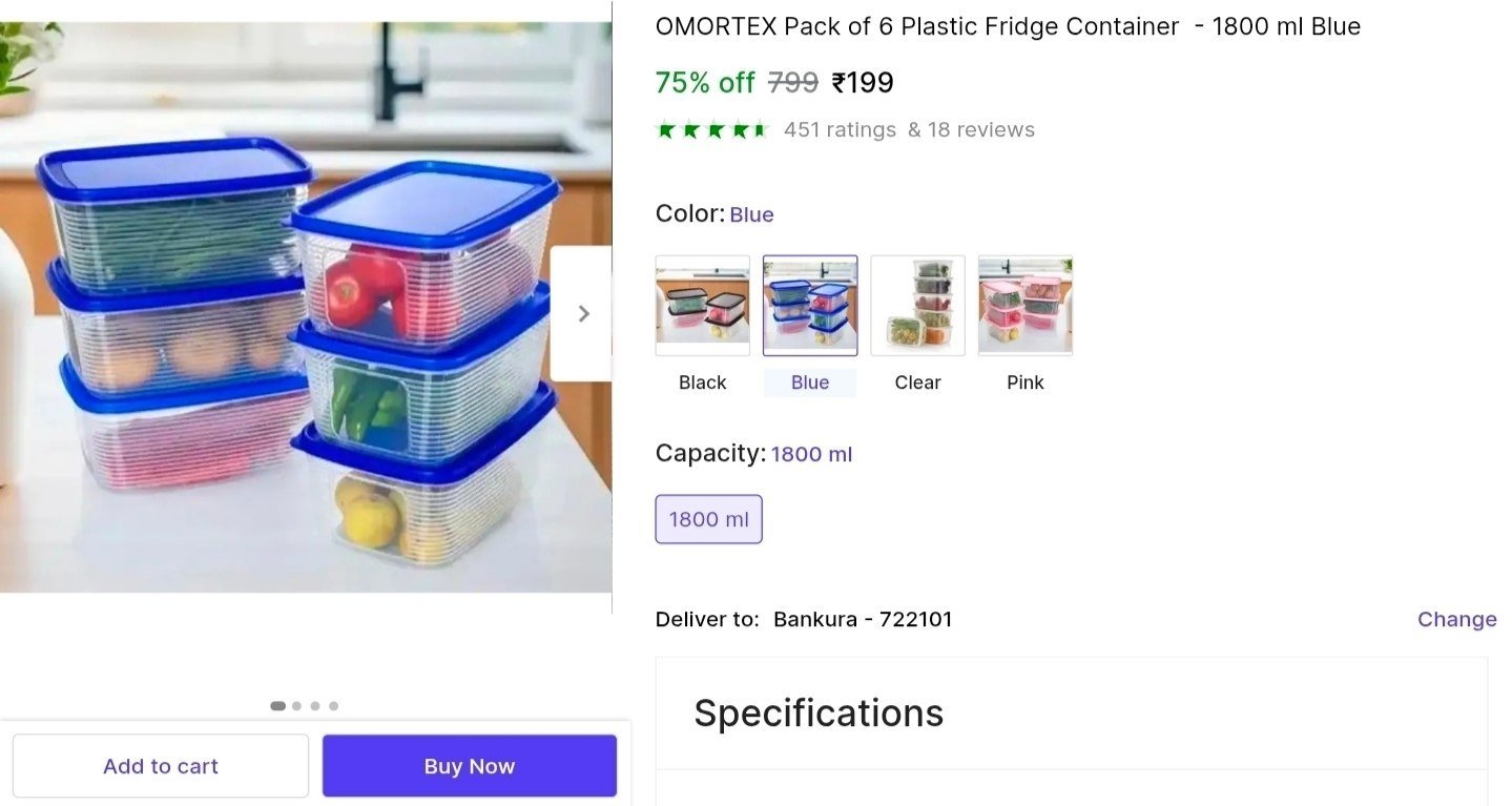 OMORTEX Pack of 6 Plastic Fridge Container  - 1800 ml Blue Price in India - Buy OMORTEX Pack of 6 Plastic Fridge Container  - 1800 ml Blue online at Shopsy.in