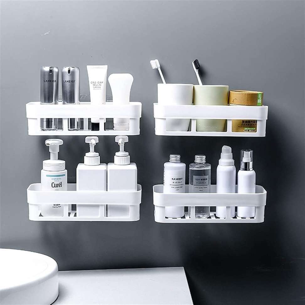 shopitech pack 4 pcs bathroom shelf rack plastic wall plastic toothbrush holder