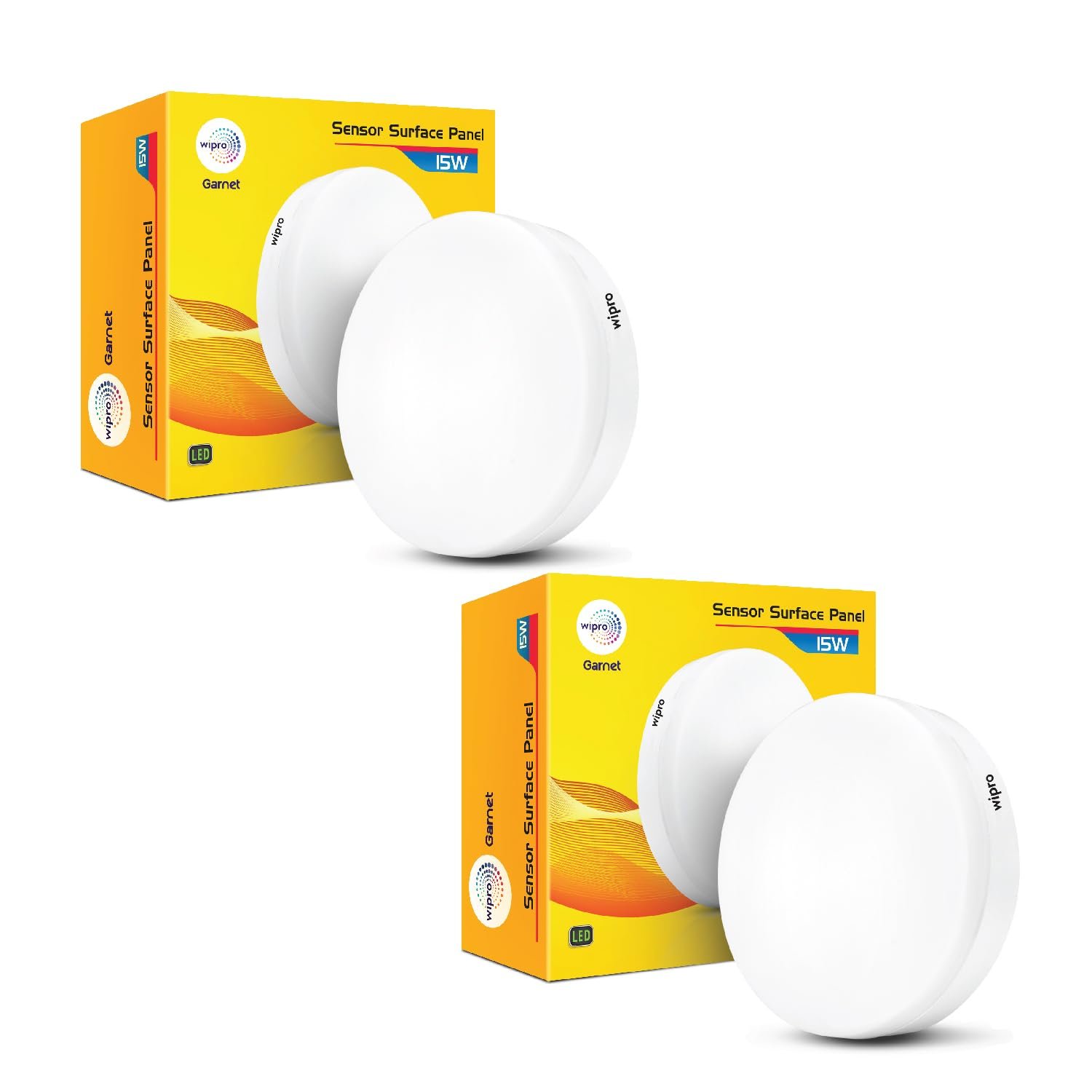 Wipro Garnet 15W Motion Sensor Surface Panel | Cool Day White (6500K) | Smart Motion Sense Radius 4.5 Meter | Surface Panel for Home, Office, Corridors | 3.5 KV Surge Protection | Pack of 2