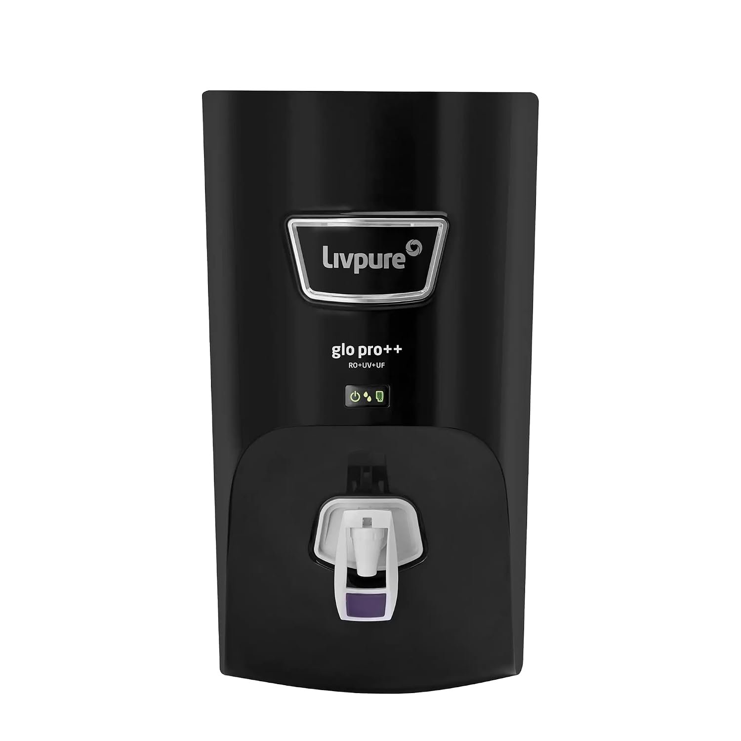 Livpure GLO PRO++ RO+UV+UF | Water Purifier for Home - 7 L Storage | Free Standard Installation | Suitable for Borewell, Tanker, Municipal Water | Black
