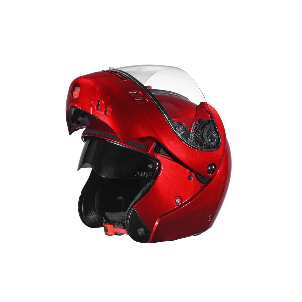 Studds NINJA 3G Flip Up Full Face Helmet with Double Visor(Cherry Red, XL)