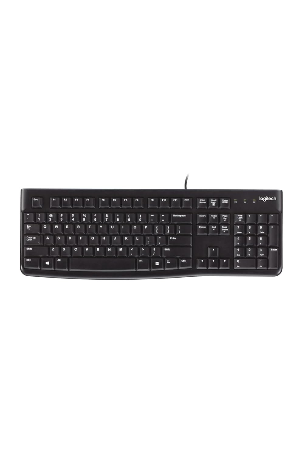 Logitech K120 Wired Keyboard for Windows, USB Plug-and-Play, Full-Size, Spill-Resistant, Curved Space Bar, Compatible with PC, Laptop