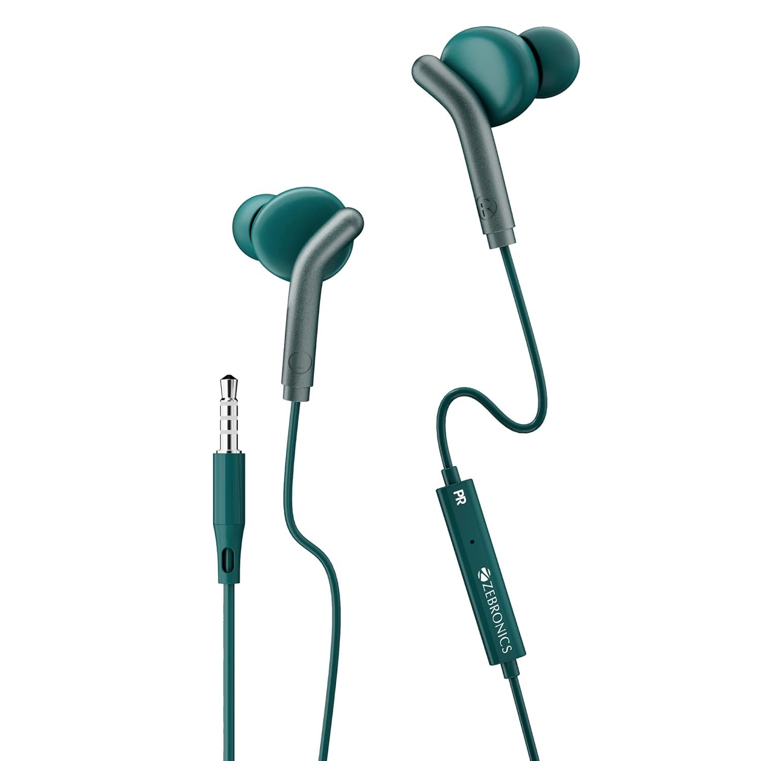 ZEBRONICS BRO 3.5mm Wired Earphones, in-Line MIC, Deep Bass, 1.2m Strong and Long Lasting Cable, Light Weight, Compatible with Mobile | Tablet | Laptop (Green)