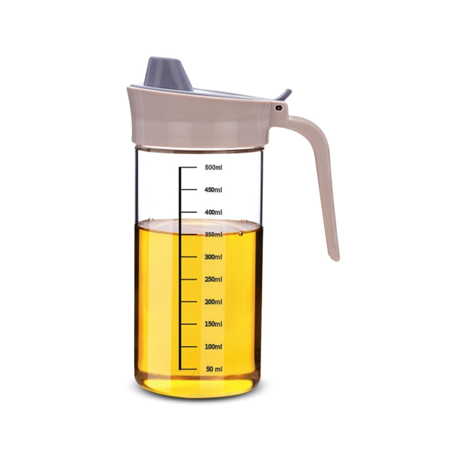 SignoraWare Borosilicate Glass Oil Dispenser| Measurement Marking |Wide Mouth for Easy Refilling | Easy Handling | Heat Resistant | Refined & Mustard oil |Liquid Container (500ml | Clear)