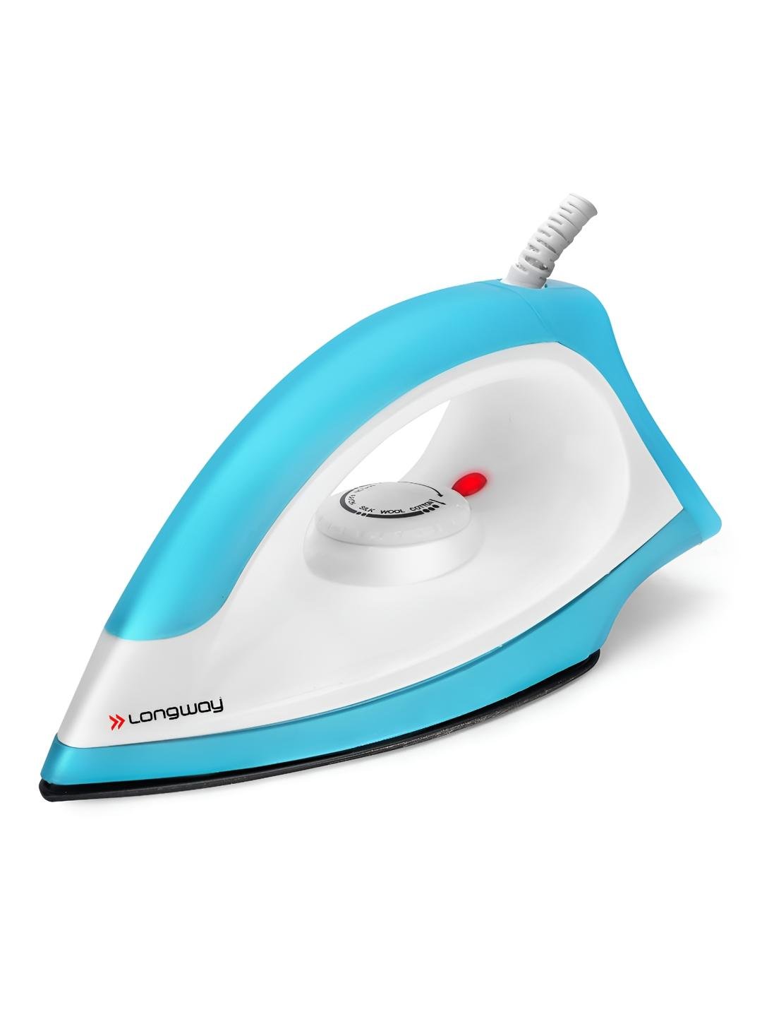 Buy Longway Blue & White 1100 Watt Light Weight Non Stick Teflon Coated Dry Iron -  - Home for Unisex