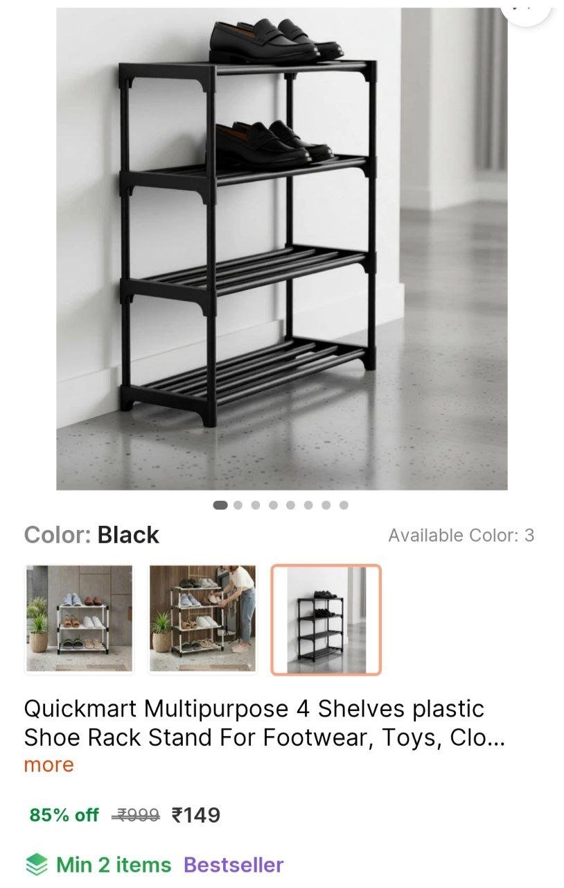 Quickmart Multipurpose 4 Shelves plastic Shoe Rack Stand For Footwear, Toys, Clothes Plastic Shoe Rack Price in India - Buy Quickmart Multipurpose 4 Shelves plastic Shoe Rack Stand For Footwear, Toys,