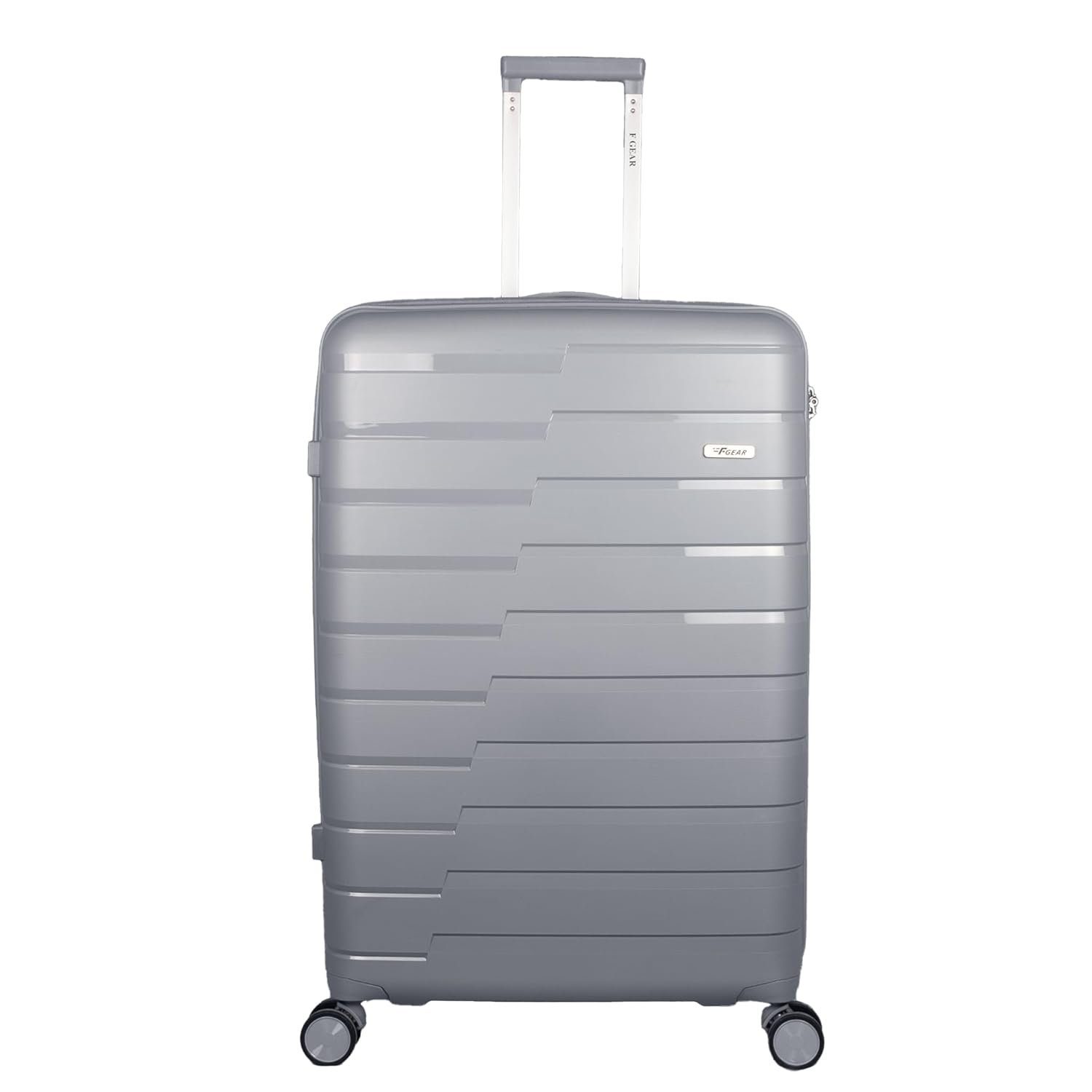 F Gear PPS27 Polypropylene Hardshell/Hardsided/Hardcase Light Weight 8 Wheeler Spinner Luggage Bag/Smooth Speed Wheel Suitcase/Trolley with TSA Lock for Men Women (Check in 28 Inch, Light Grey)