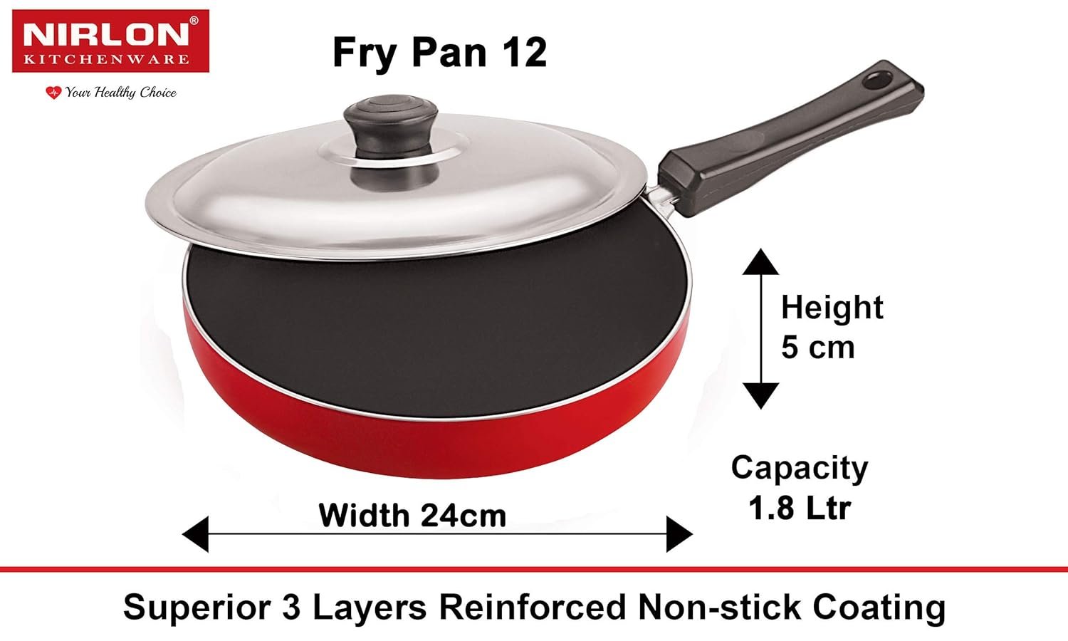 Nirlon Non Stick Cookware Kitchen Cooking Essential Gift Set of 4 Pieces (FP12_KD11_GP24.5_CS24)