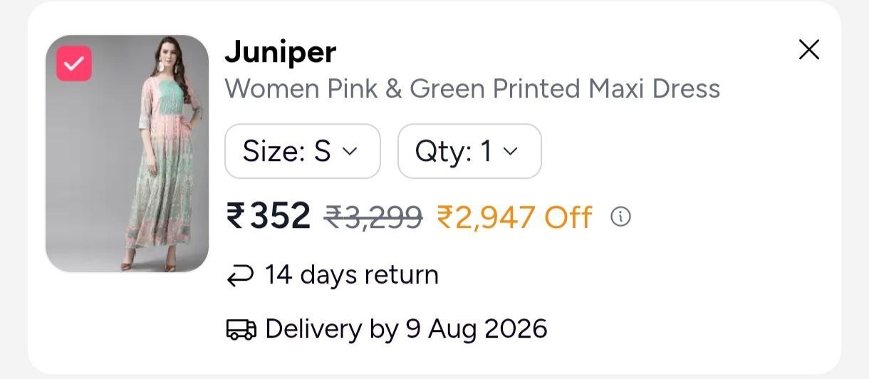 Buy Juniper Women Pink & Green Printed Maxi Dress -  - Apparel for Women