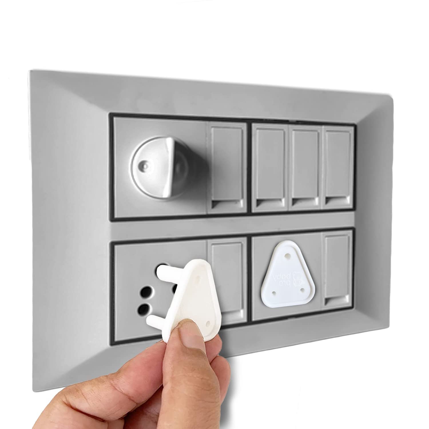 BabyPro Electric Socket Cover, Pack of 18, White, for Child Protection | Easy Fit for Switch Board, Baby Proofing Dummy Plug Cover Guards for Kids Safety