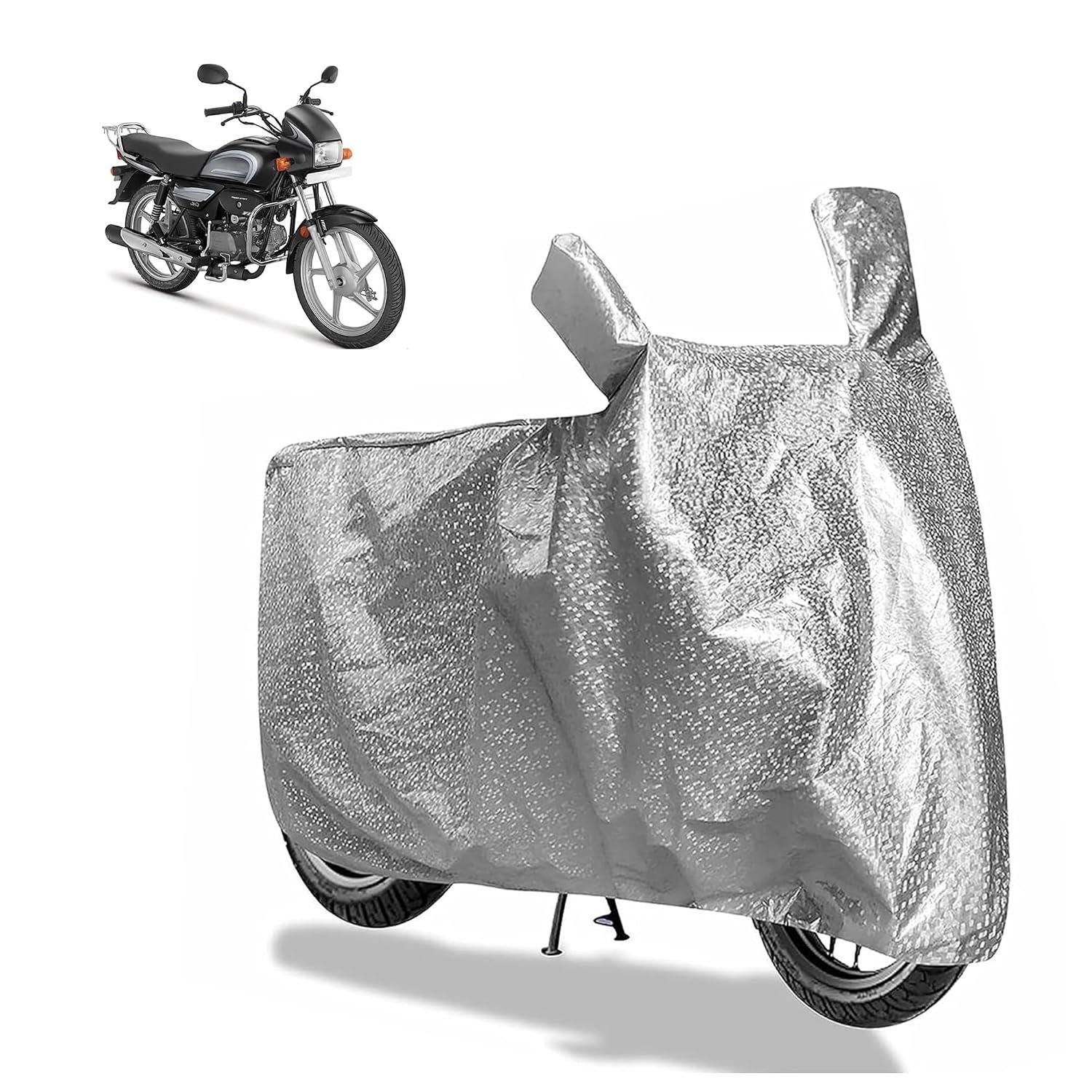Sulfar Bike Cover for Hero MotoCorp Splendor Plus 100 (Base) | Waterproof, Dustproof & UV Protected | All Weather Two Wheeler Cover (Silver) New 2026 Variants