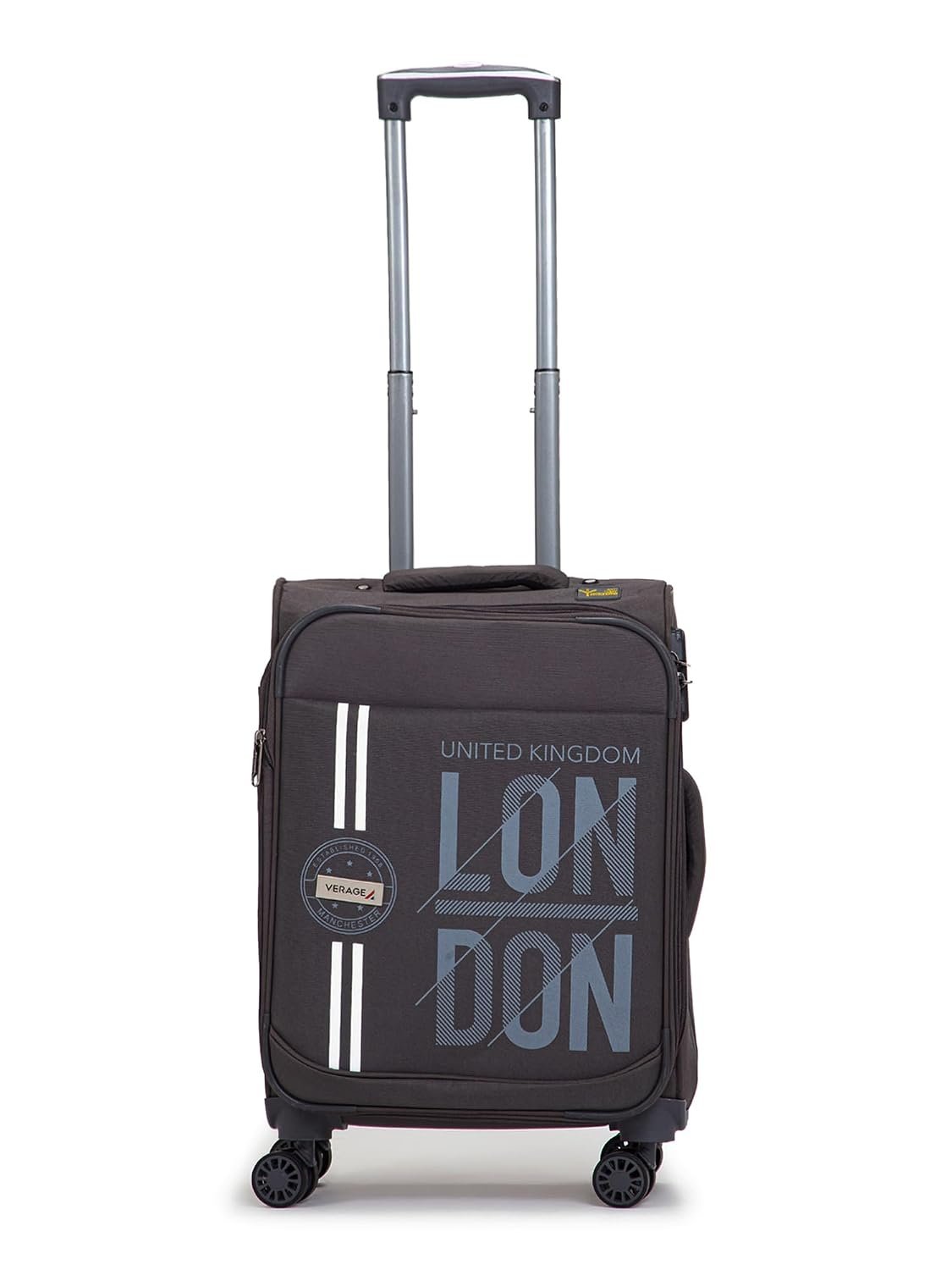 Verage V Lite - Nevada 20"/ 59 cms Soft-Sided Cabin Size Carry-On Expandable Suitcase 8 Wheels Spinner Luggage Trolley Bag (Grey)