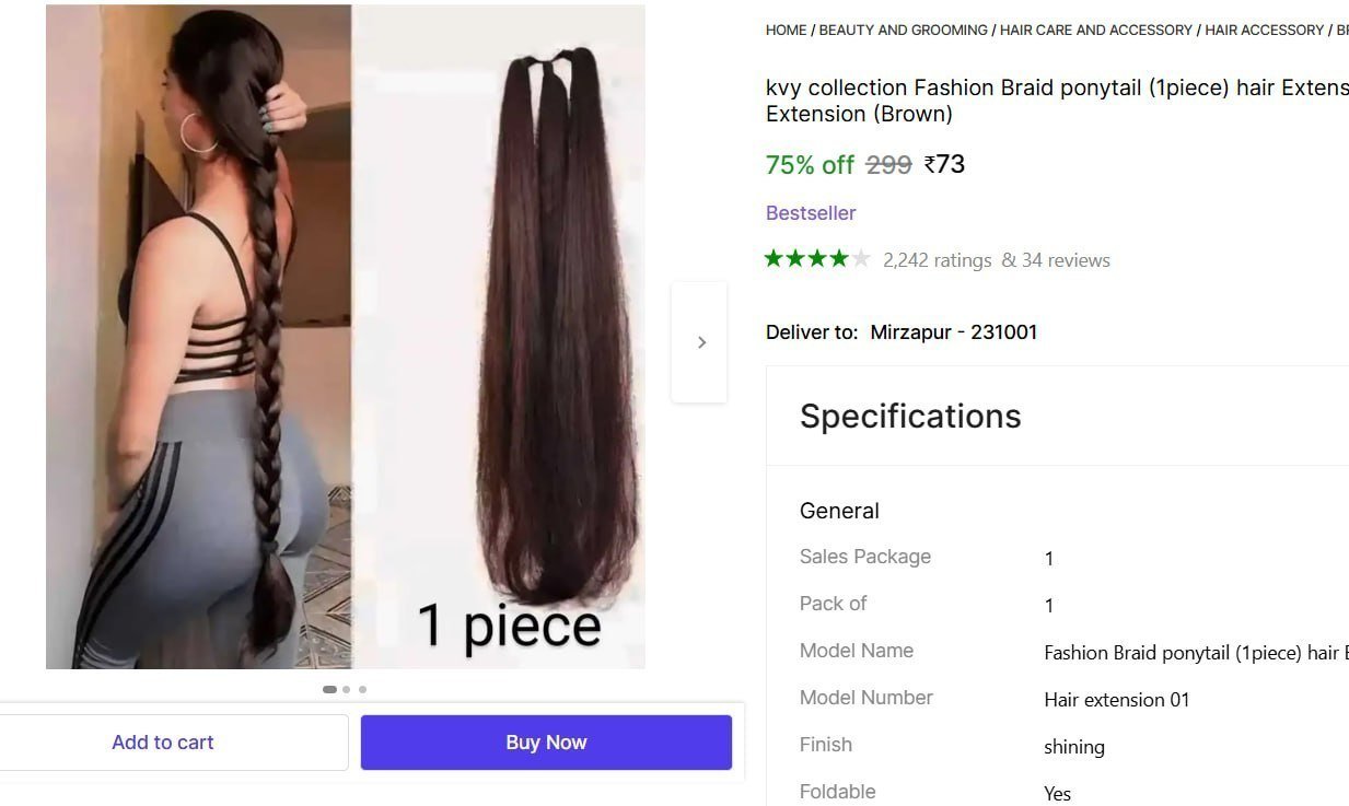 kvy collection Fashion Braid ponytail (1piece) hair Extension for girls & women hair extension Braid Extension Price in India - Buy kvy collection Fashion Braid ponytail (1piece) hair Extension fo