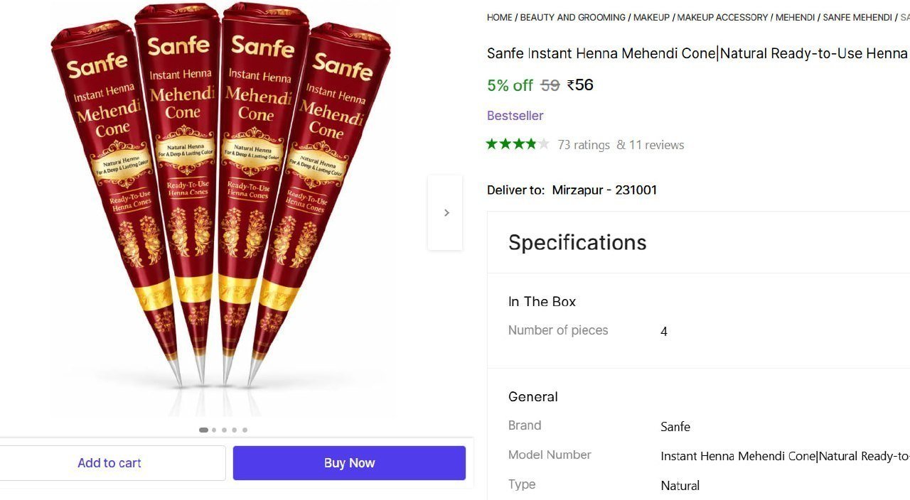 Sanfe Instant Henna Mehendi Cone|Natural Ready-to-Use Henna Natural Mehendi Price in India - Buy Sanfe Instant Henna Mehendi Cone|Natural Ready-to-Use Henna Natural Mehendi online at Shopsy.in