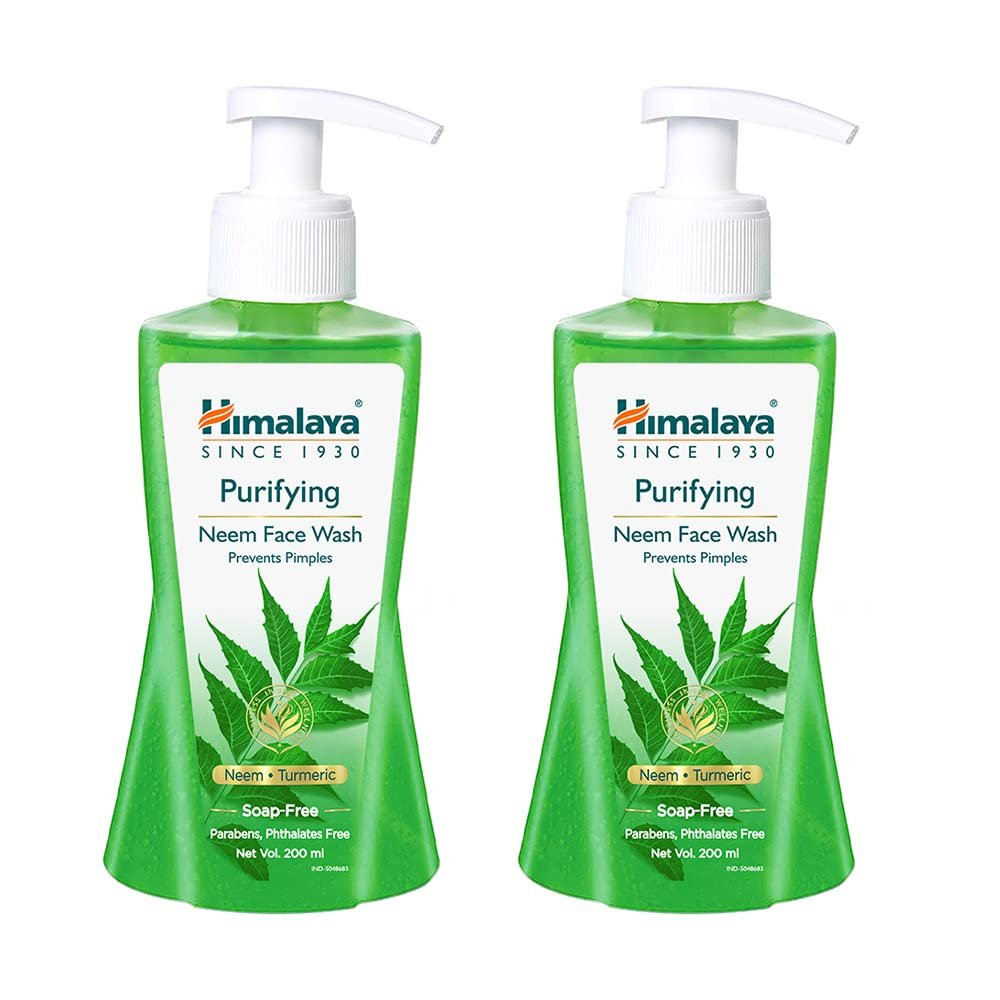 Himalaya Purifying Neem Face Wash|Clears and Prevents Pimples & Acne|Made with 5 parts of Neem|New & Best Ever clinically Proven formula|Gently Cleanses|For men and women|200 ml (Pack of 2)
