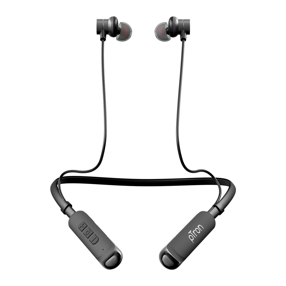 pTron Tangentbeat V2 w/ 50Hrs Playtime, 13mm Drivers, Dual-Device Pairing, Bluetooth 5.4 Wireless in-Ear Earphones w/Mic, Hall Switch Feature, Magnetic Earbuds, Type-C Fast Charging & IPX5 (Obsidi